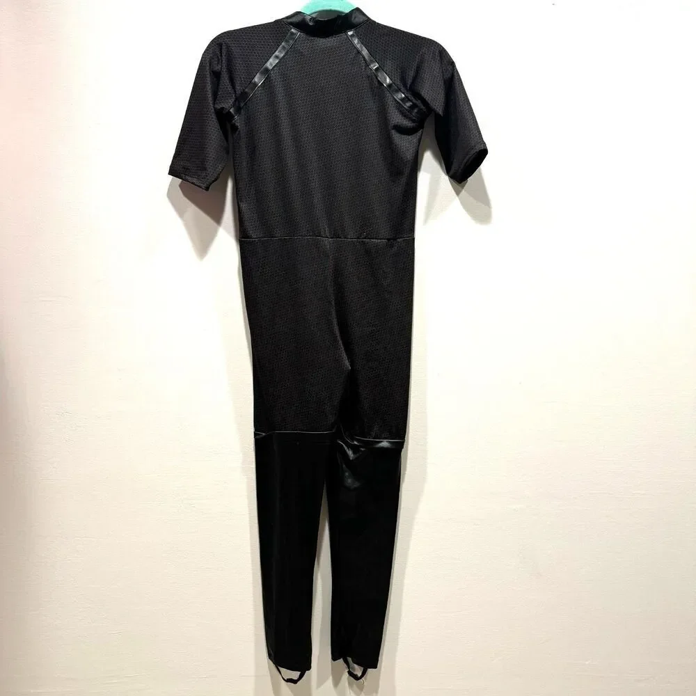 DC Dark Night Catwomen Costume Jumpsuit Halloween Outfit Black Child sz Large